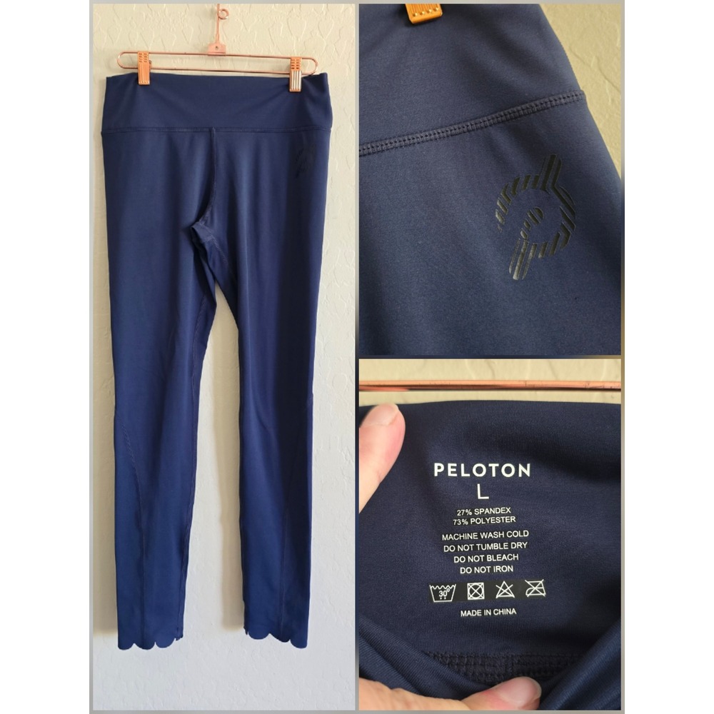 Peloton Navy Blue Leggings with Scallop Hem Size Large Activewear Athleisure Gym